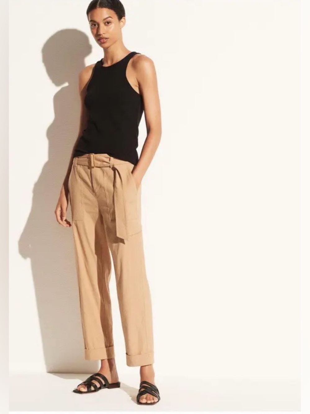 Vince Belted Linen Blend Pants